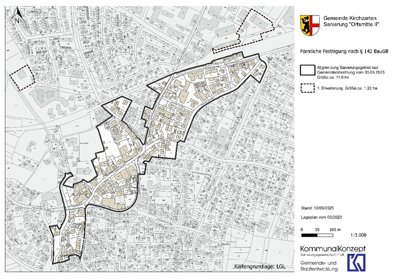 Planauszug Sanierungsgebiet Kirchzarten Ortsmitte II
