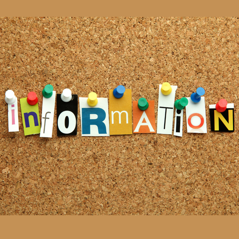 Pinnwand mit Schrift Information